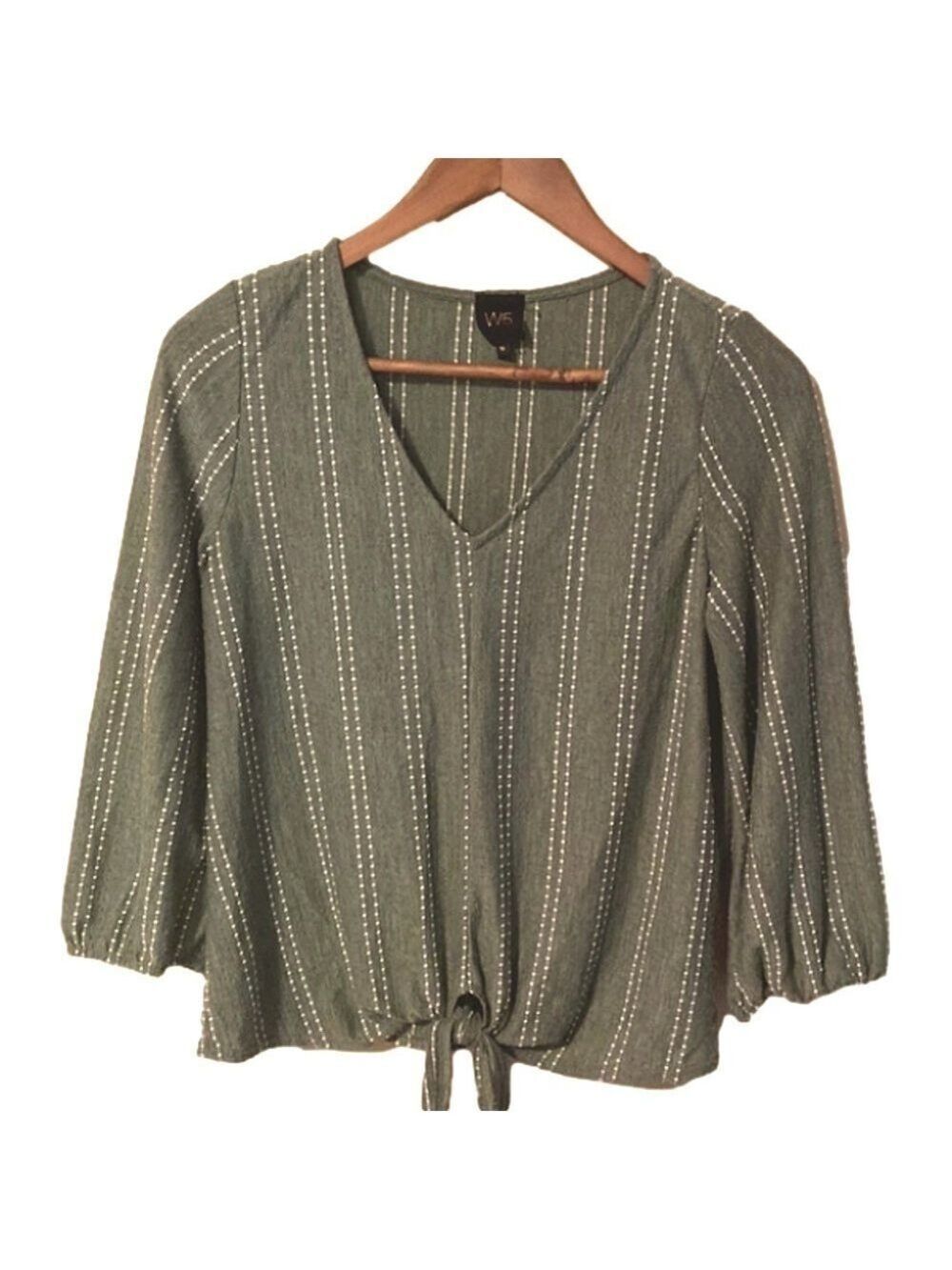 168.Anthropologie W5 Embroidered Vneck front tie top. 19P 24L